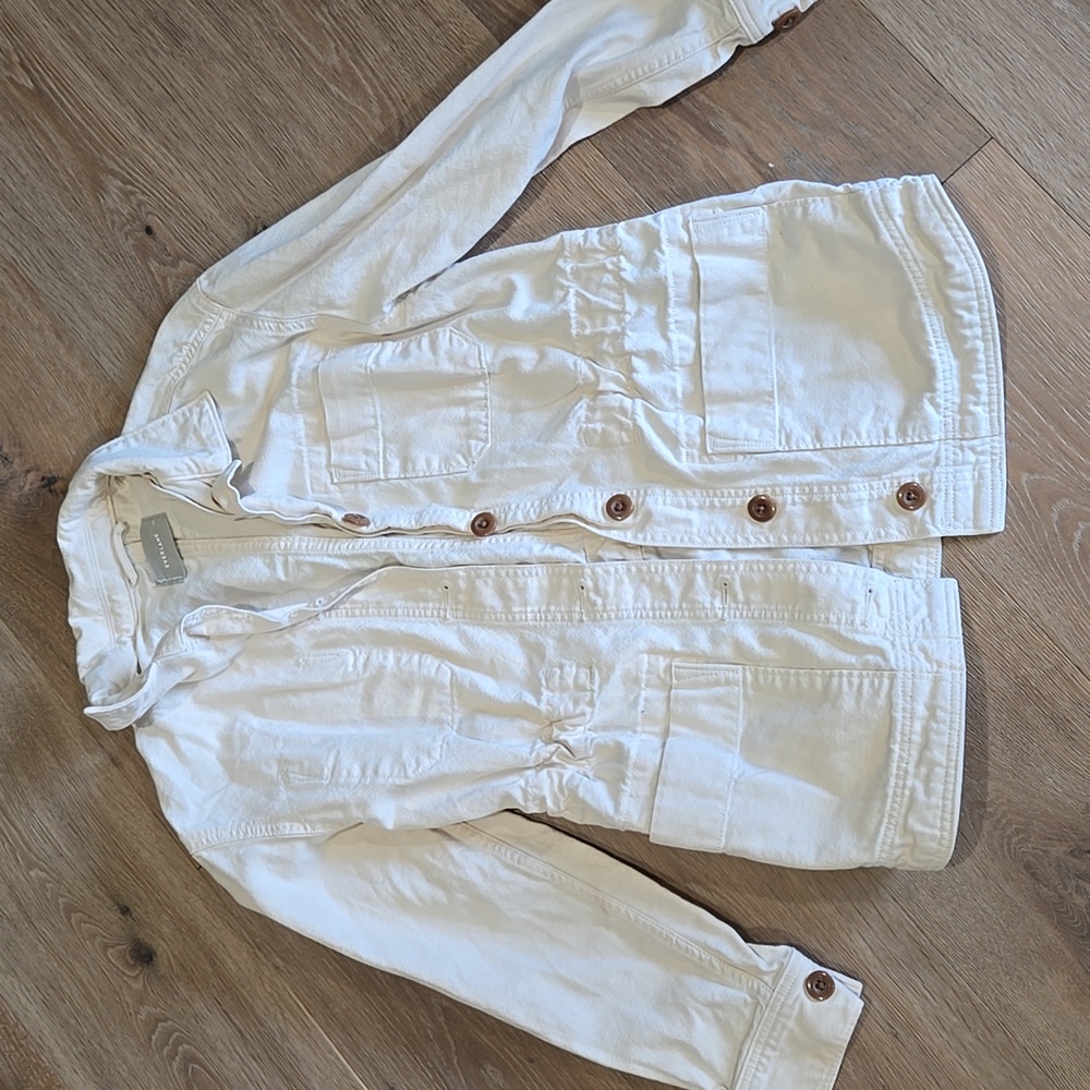 Everlane Women's XS Off White Cargo Utility Jacket Button-down